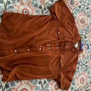 Poncho pearl snap short sleeve button up